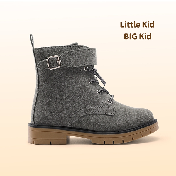 Kids Lace-Up Combat Boots - DARK GRAY - 3